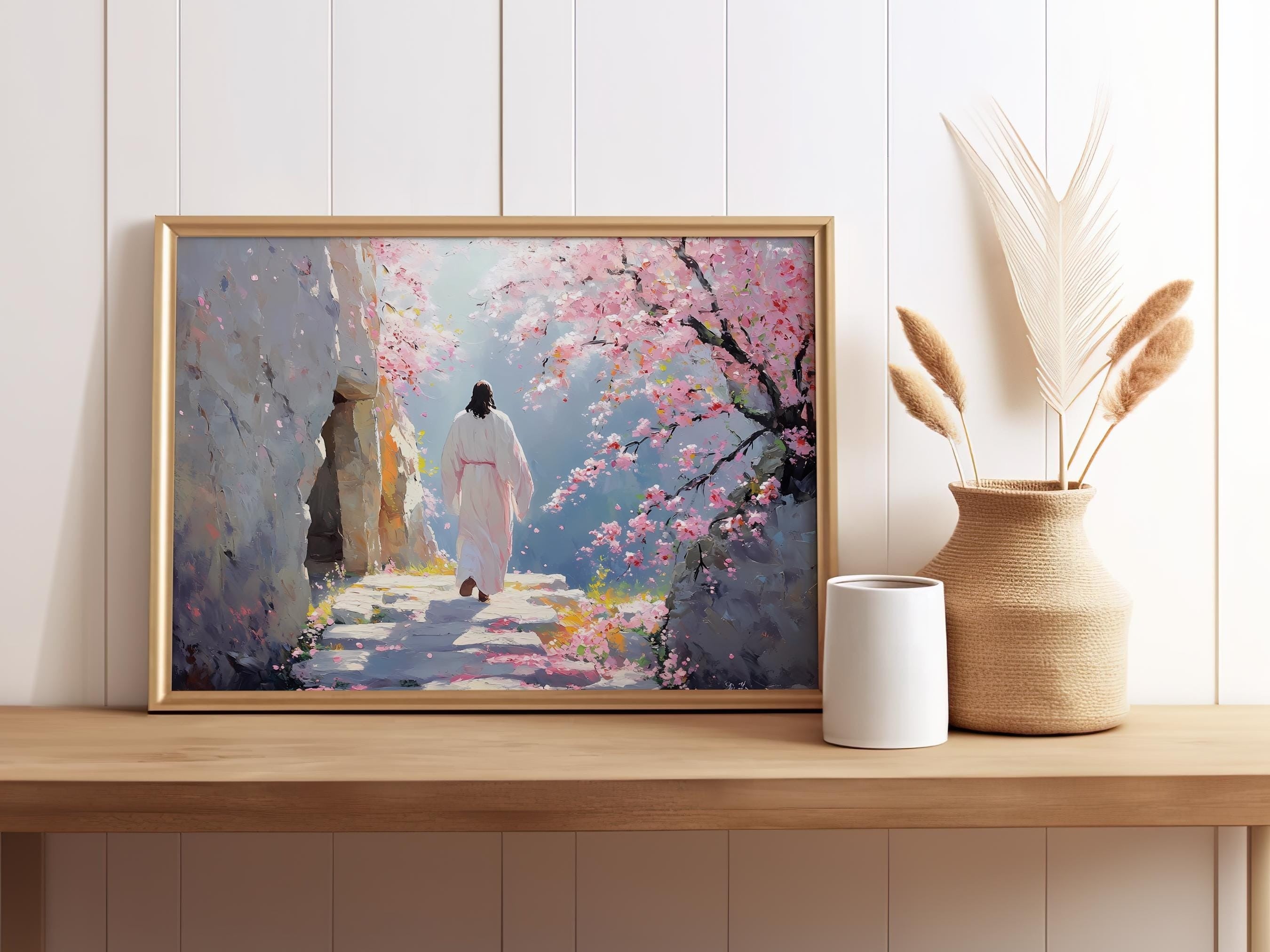 Christian Easter Poster, Easter Christian Wall Art, Religious Art, Christian Poster, Jesus Art, Easter Decoration, He is Risen Poster