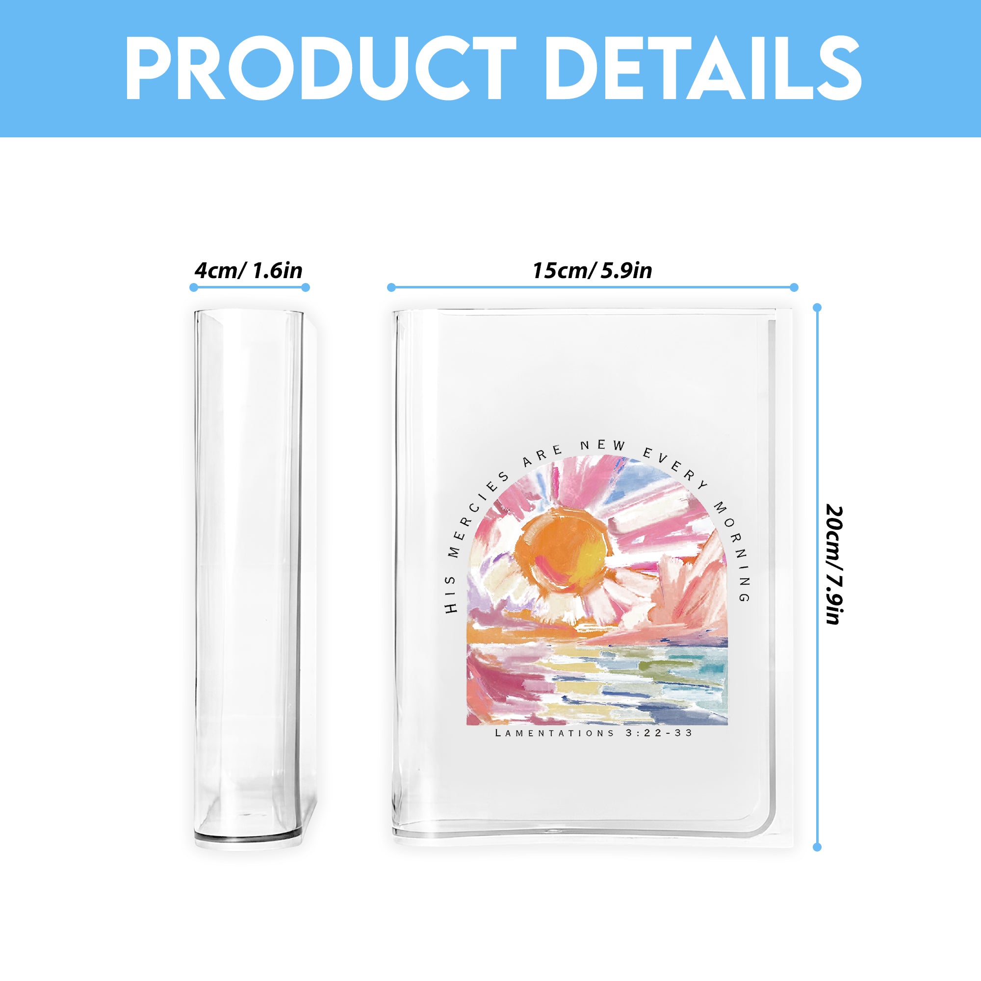 His Mercies Are New Every Morning Bible Verse Book Vase, Christian Book Vase, Bible Verse Book Shaped Flower Vase