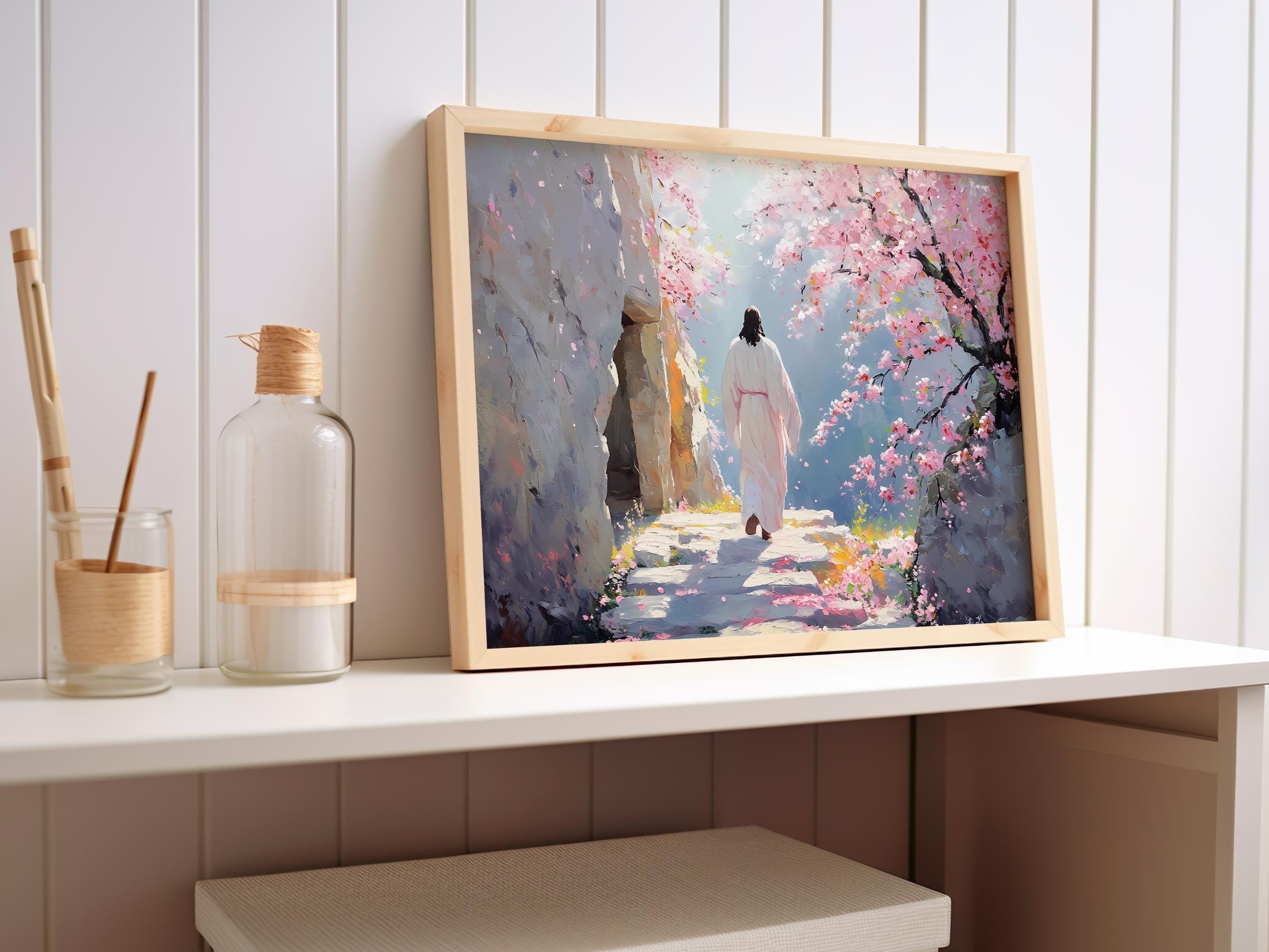 Christian Easter Poster, Easter Christian Wall Art, Religious Art, Christian Poster, Jesus Art, Easter Decoration, He is Risen Poster