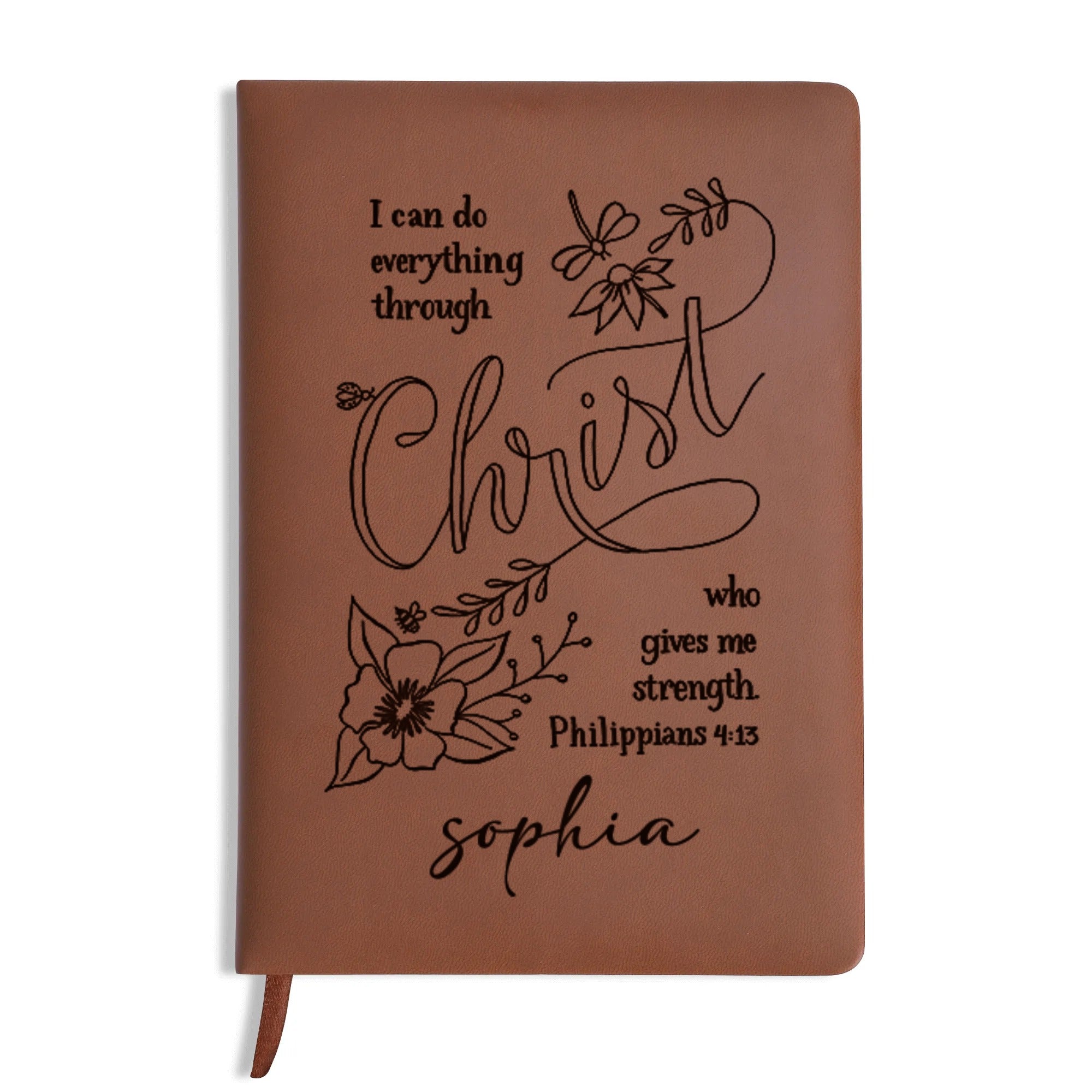 Personalized Christian Journal with "Philippians 4:13", Custom Faith Notebook, Religious Gift for Prayer and Reflection, Spiritual Diary for Women and Men. NBLAF69