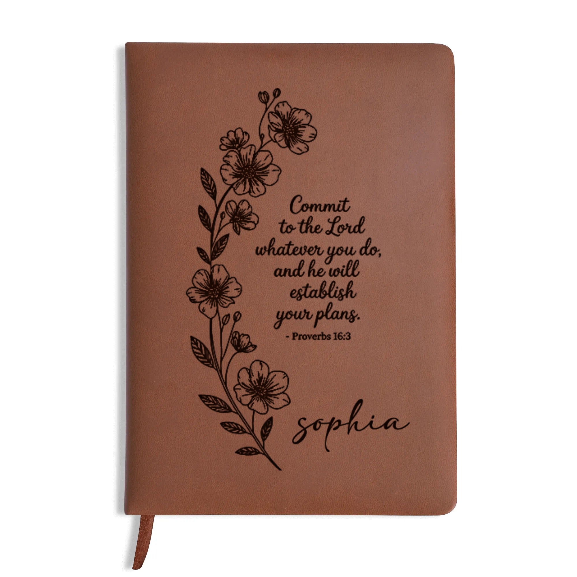 Personalized Christian Journal with "Proverb 16:3", Custom Faith Notebook, Religious Gift for Prayer and Reflection, Spiritual Diary for Women and Men. NBLAF70