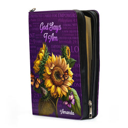 What God Says About You Leather Book Cover, Personalized Zippered Bible Cover With Handle, Worship Gifts For Women's Ministry, Christian Gift, Bible Covers Jesus Gifts