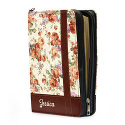I Am The Daughter Of A King Who Is Not Moved By The World Leather Book Cover, Spiritual Gifts For Church Members, Christian Gift, Bible Covers Jesus Gifts, Personalized Zippered Bible Cover With Handle,