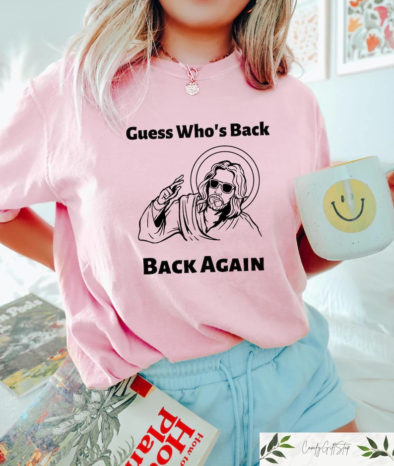 Guess Who’s Back Shirt, Comfort Colors Easter Tee, Funny Jesus Graphic Shirt, Christian Resurrection Shirt, Religious Holiday Gift for Women CFLAF058