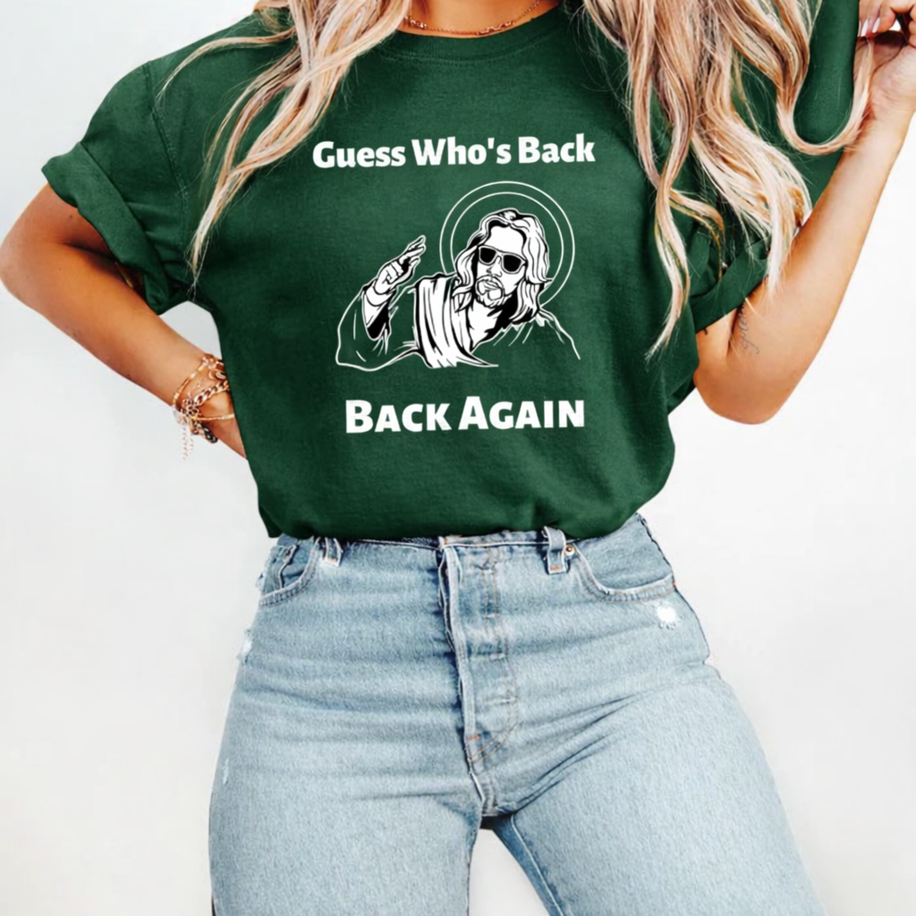 Guess Who’s Back Shirt, Comfort Colors Easter Tee, Funny Jesus Graphic Shirt, Christian Resurrection Shirt, Religious Holiday Gift for Women CFLAF058