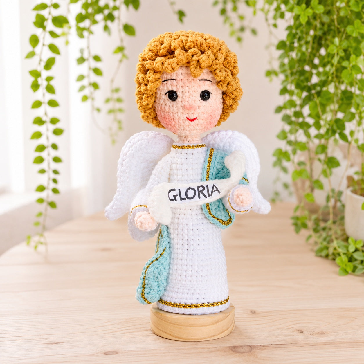 Angel Doll Handmade Crochet, Guardian Angel Doll, Religious Faith Gift, Religious Keepsake Baptism Gift, Prayer Room Decor CR07