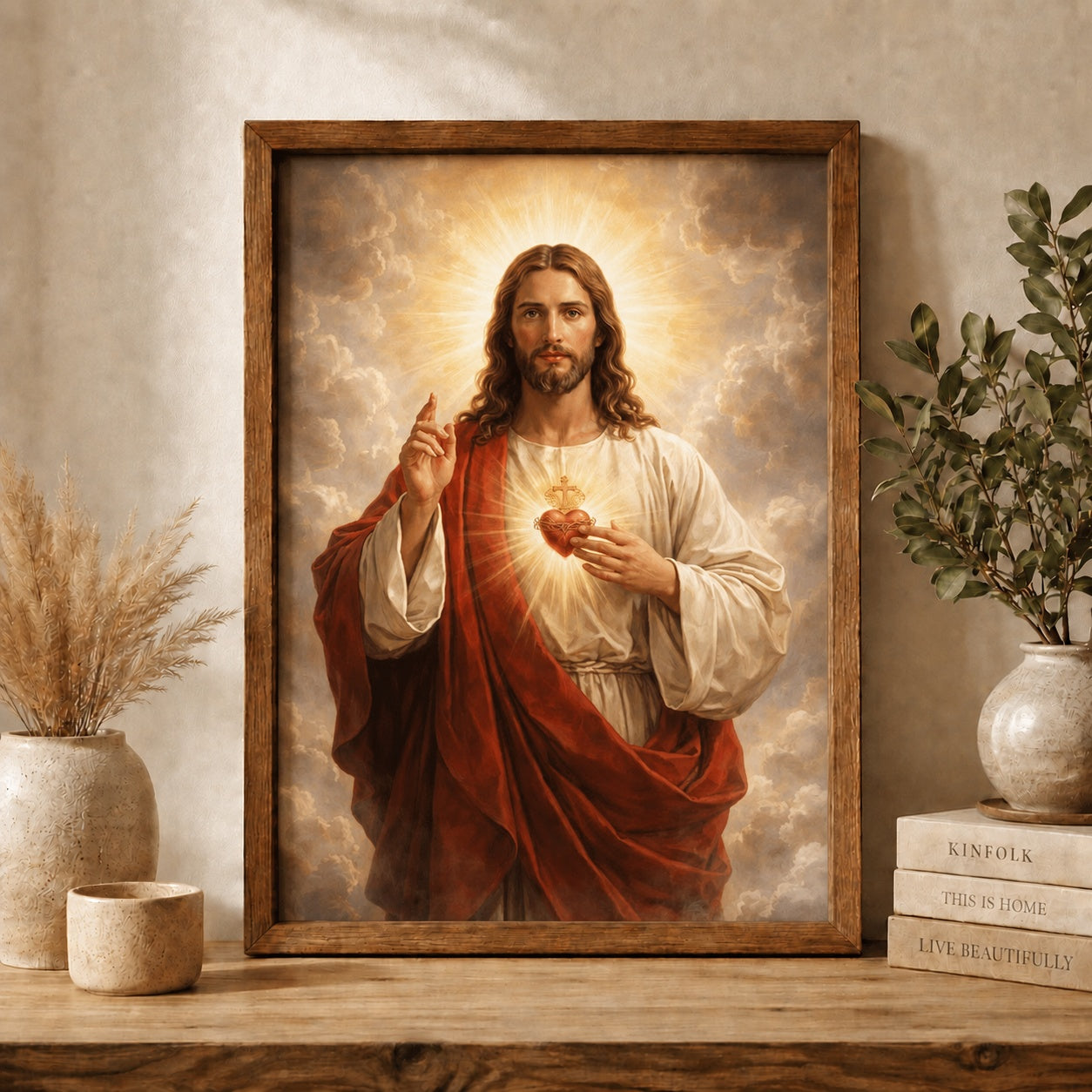Sacred Heart of Jesus Poster, Catholic Wall Art Print, Jesus Christ Religious Decor, Christian Faith Gift, Divine Mercy Home Decor PTS06