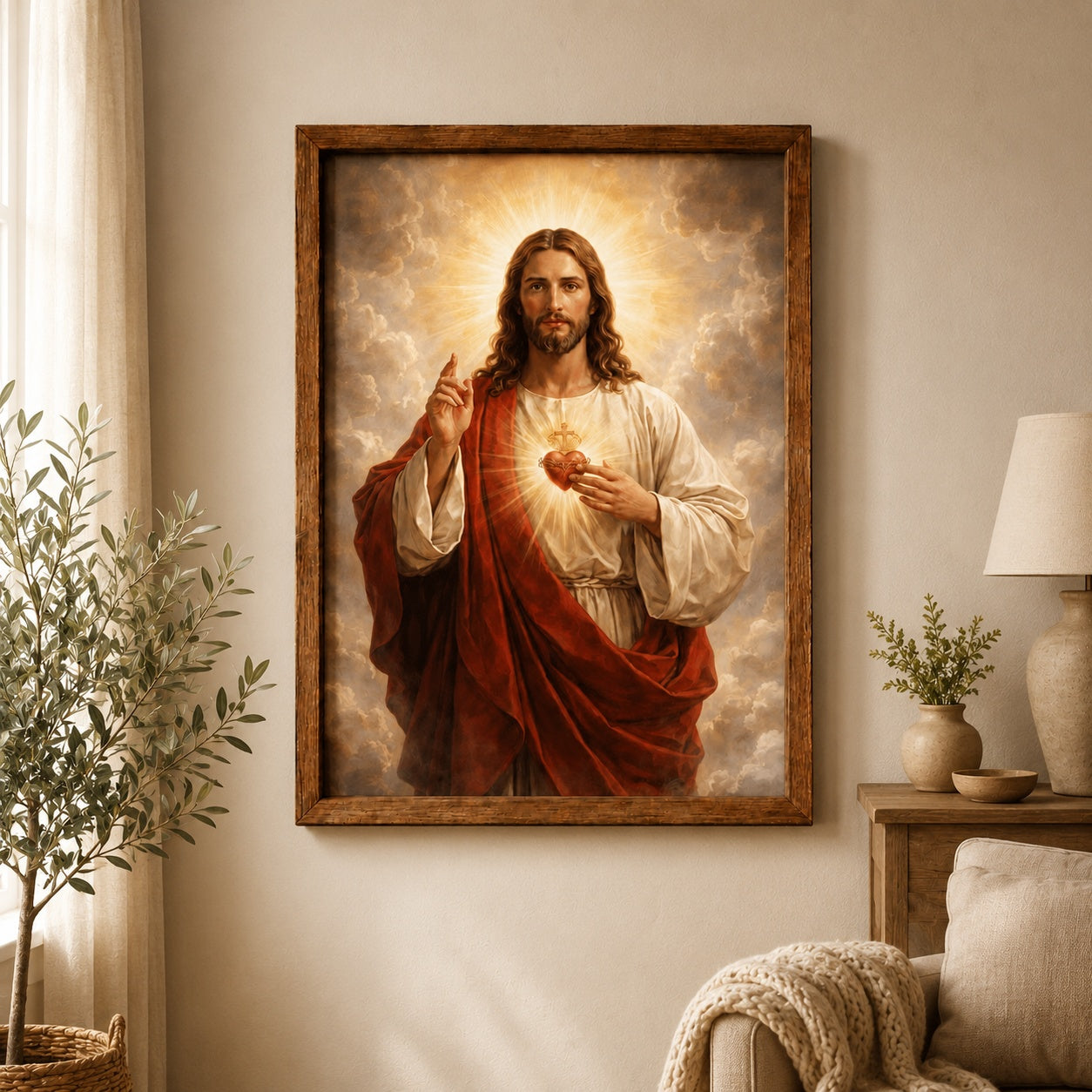 Sacred Heart of Jesus Poster, Catholic Wall Art Print, Jesus Christ Religious Decor, Christian Faith Gift, Divine Mercy Home Decor PTS06