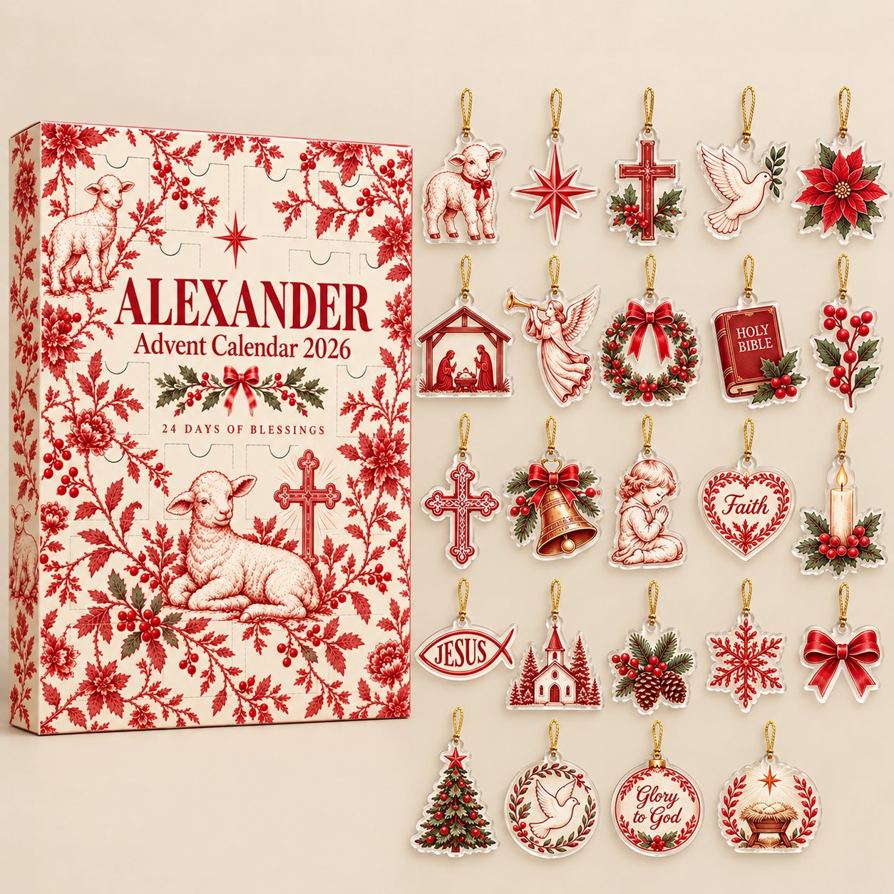 Personalized Christian Advent Calendar 2026, Christian Christmas Advent Calendar, 24 Days Faith Countdown, Religious Christmas Gift, Family Christmas Gifts ACG07