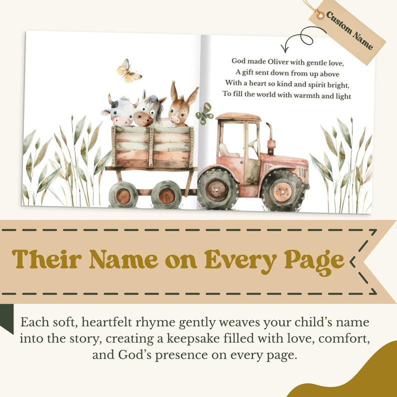 Personalized God Loves You So Much - Book With Name, Farm Book For Kid, Baptism Gift, Custom Bible Storybook For Toddlers, Baptism Gift for Boy or Girl, Bedtime Keepsake BOOK07