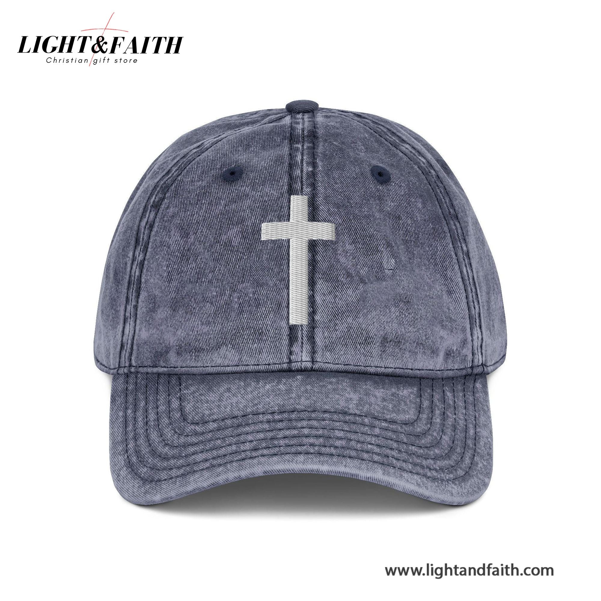 Vintage Distressed Cross Hat, Christian Baseball Washed Cap Gift, Faith-Based Dad Hat, Religious Embroidered Cap, Inspirational Gift for Women & Men LAFH08