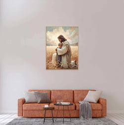 Loved By Jesus Poster, Jesus and Boy Poster, Christian Art for Kids, Jesus with Children Art, Bible Art Poster