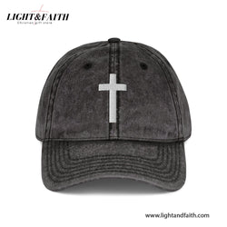 Vintage Distressed Cross Hat, Christian Baseball Washed Cap Gift, Faith-Based Dad Hat, Religious Embroidered Cap, Inspirational Gift for Women & Men LAFH08