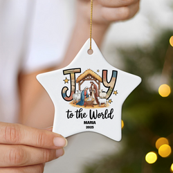 Joy to the World Nativity Scene Christmas Ornament, Personalized Christian Ornament 2025, Religious Holiday Decoration, Xmas Tree Decor DCLAF32
