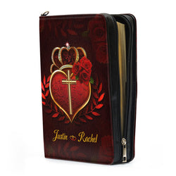 Meeting You Was Fate Leather Book Cover, Christian Valentine Gifts For Couple, Christian Gift, Bible Covers Jesus Gifts, Personalized Zippered Bible Cover With Handle