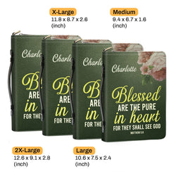 Blessed Are The Pure In Heart - Matthew 5:8, Spiritual Gifts Scripture For Church Members ,Christian Gift, Bible Covers Jesus Gifts, Personalized Zippered Bible Cover With Handle