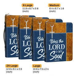 Bless The Lord O My Soul, Psalm 103:1 Leather Book Cover, Personalized Bible Cover With Handle ,Inspiration Gifts For Christian People, Christian Gift, Bible Covers Jesus Gifts