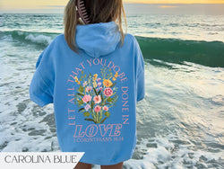 Comfort Colors® Trendy Christian Sweatshirt Merch, Words on Back Bible Verse Hoodie, Jesus Loves You, Aesthetic Women's Faith Apparel, Back to School Gift