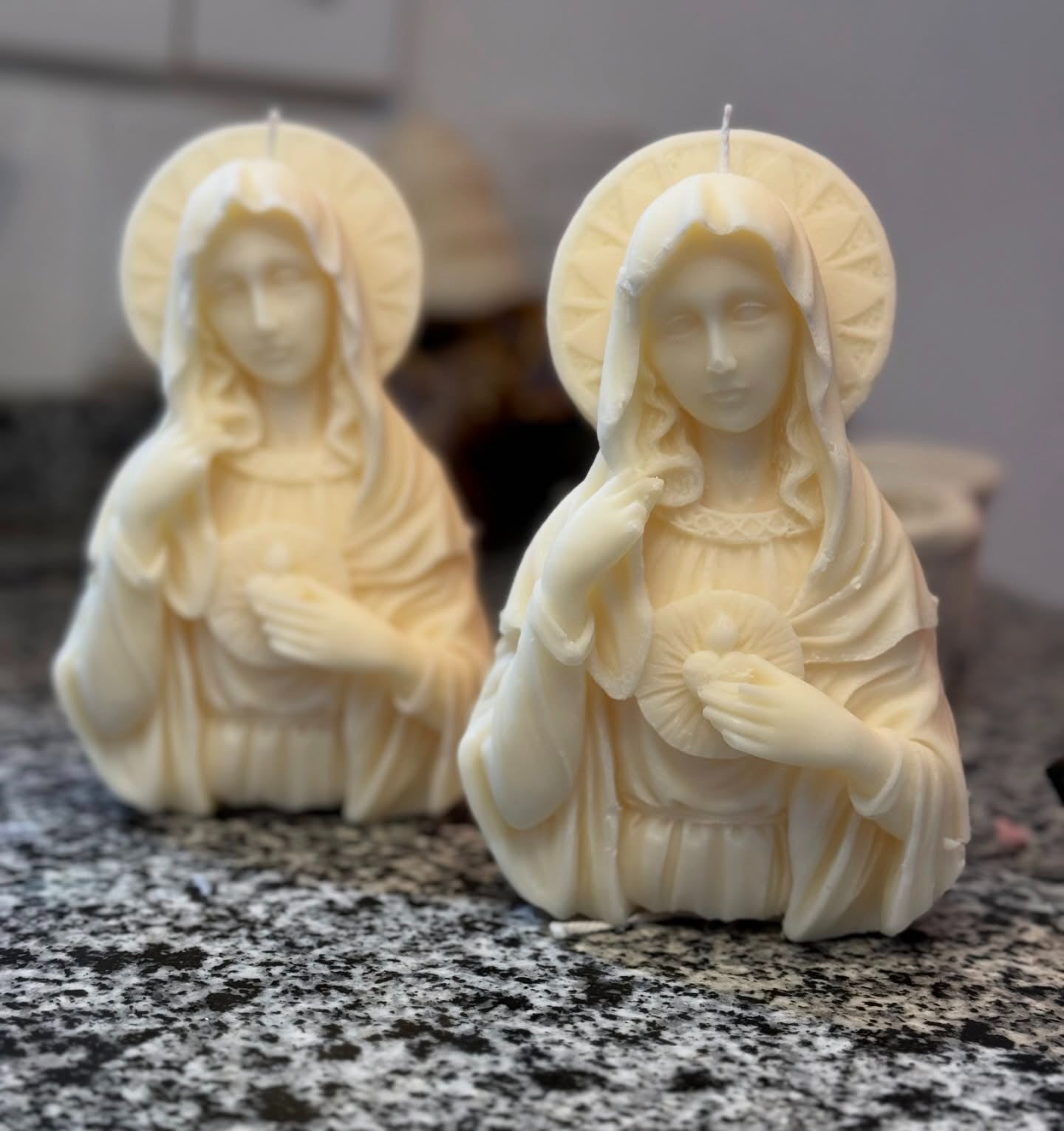 Immaculate Heart Candle, Virgin Mary Wax Figure, Catholic Devotional Gift, Religious Home Altar Decor CDLAF06