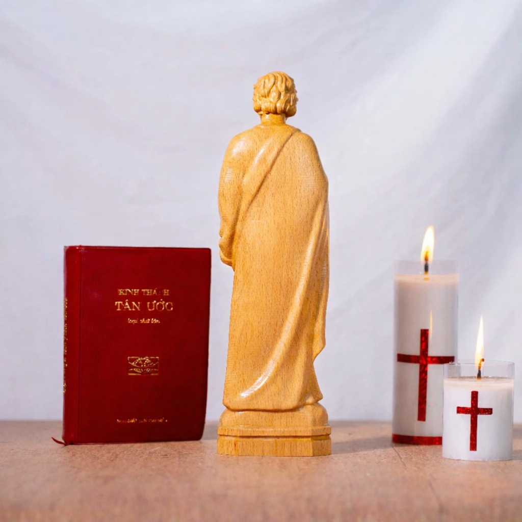 Saint Joseph the Worker Wooden Statue, Catholic Beech Wood Figurine 15cm 20cm, Religious Home Altar Decor, Christian Devotional Statue, Catholic Gift