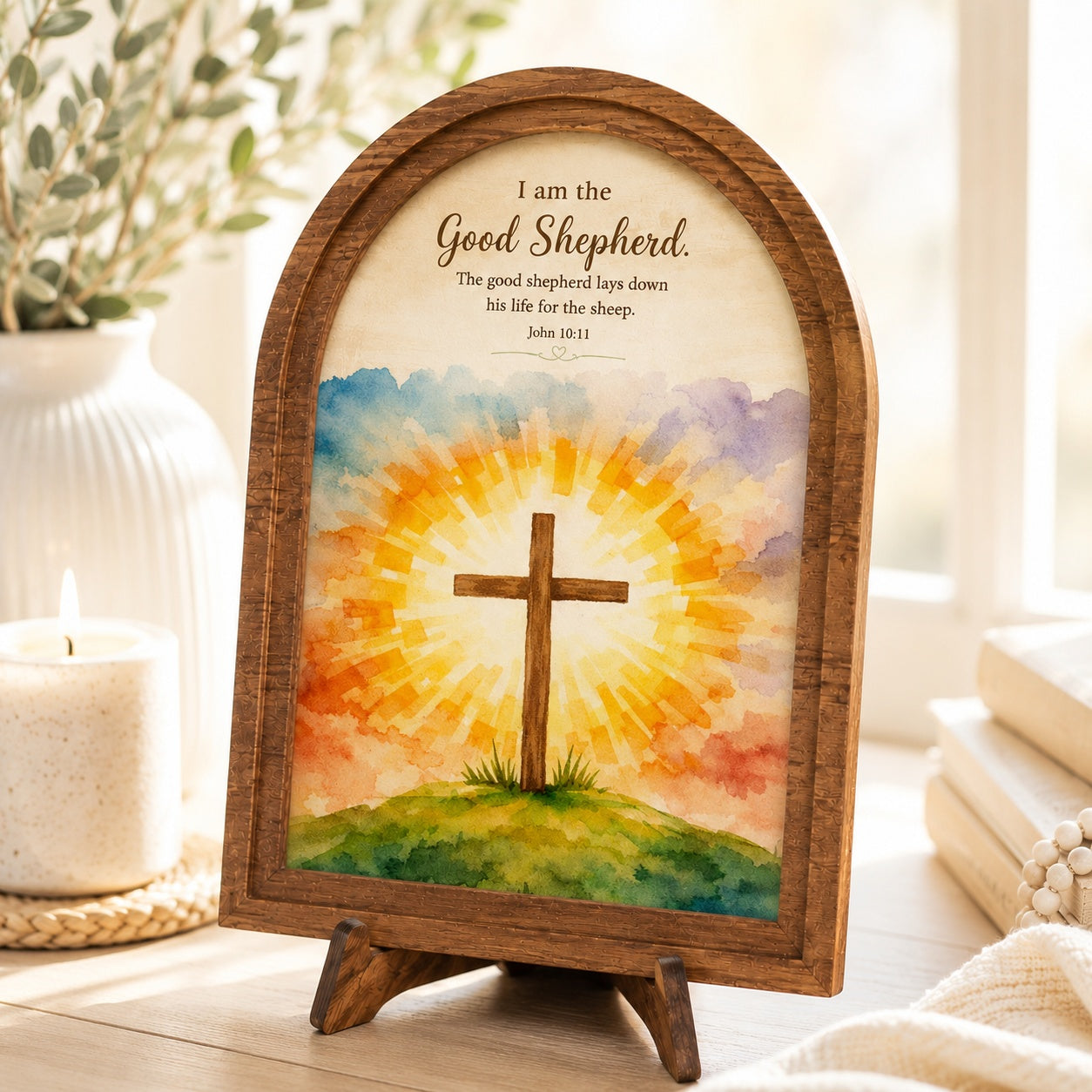 I Am The Good Shepherd - John 10:11 Wood Framed Sign, Christian Sign Decor, Religious Home Gift WS08