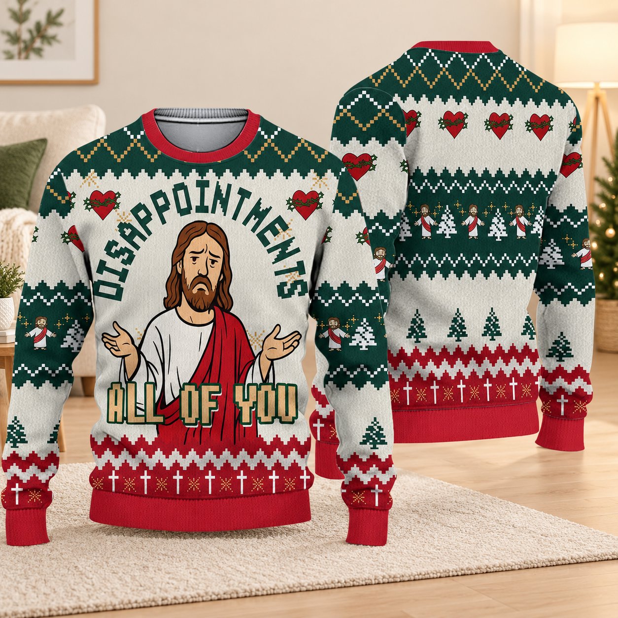 Funny Jesus Ugly Christmas Sweater, Disappointments All of You Christian Holiday Sweatshirt, Religious Xmas Gift, Holiday Family Shirt XMASUS08