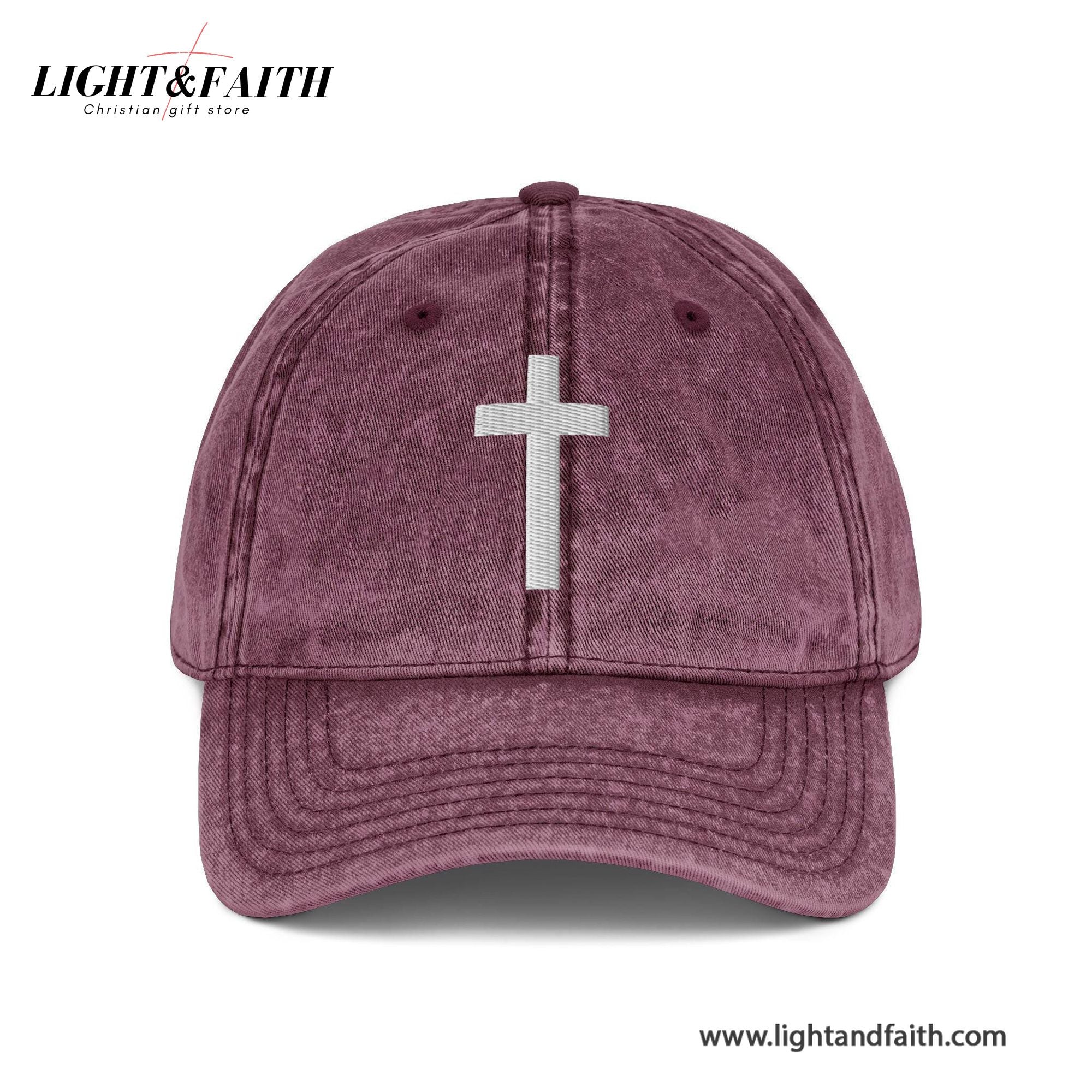 Vintage Distressed Cross Hat, Christian Baseball Washed Cap Gift, Faith-Based Dad Hat, Religious Embroidered Cap, Inspirational Gift for Women & Men LAFH08