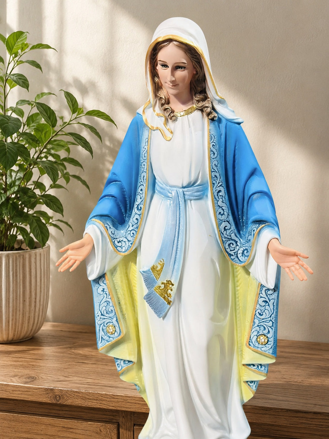 Virgin Mary Our Lady of Grace Statue, Catholic Religious Figurine, Blessed Mother Shelf Decor, Christian Home Altar Gift CP06