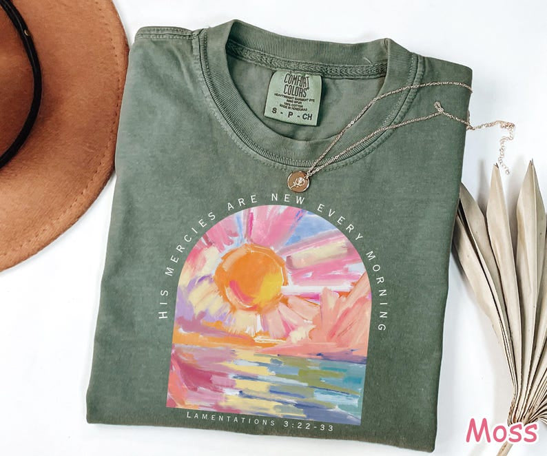 Comfort Colors Christian Shirt His Mercies Are New Every Morning Bible Verse Shirt Religious Women Gift Faith Tee Christian Gifts Jesus TeeCFS08