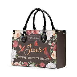 Jesus The Way The Truth The Life Leather Bag, Custom Leather Bag With Bible Verse. BLAF04