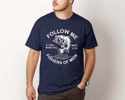 Follow Me Shirt, Fisher of Men Shirt, Fathers Day Gift Tee,Christian Dad Shirt, Bible verse Shirt, Gift for Christian, Vintage Men's Shirt