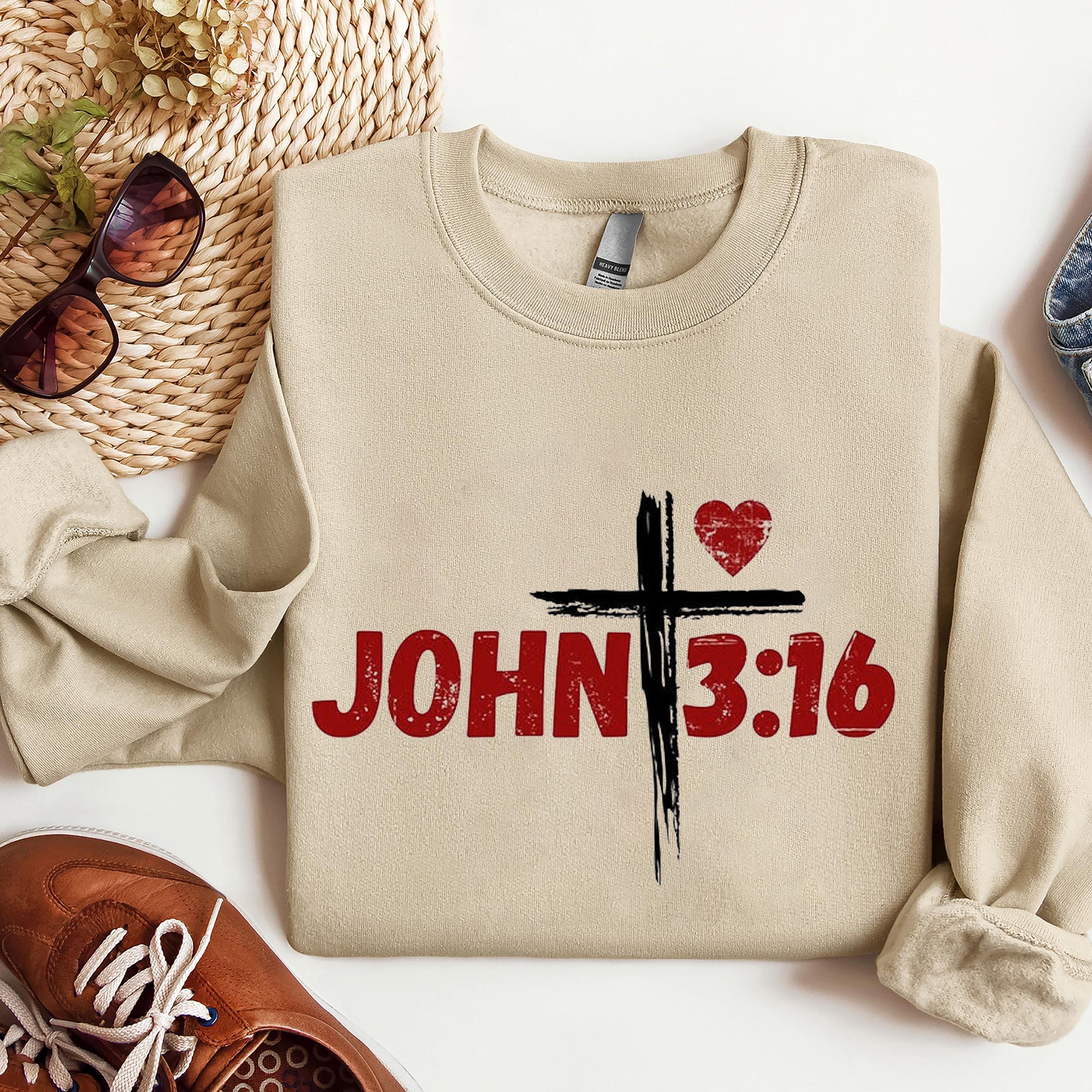 JOHN 3:16 Shirt, Bible Verse Shirt, Christian Valentine Shirt, Boho Valentine Shirt. ILAF03