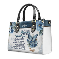 Personalized Christian Leather Handbag, May The Lord Bless You and Protect You Leather Handbag – Custom Name Religious Gift for Mom BLAF21