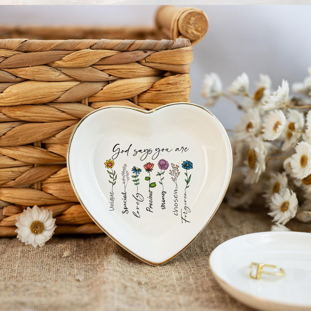 God Says You Are Jewelry Dish, Christian Bible Verse Ring Dish, Inspirational Scripture Tray, Religious Faith Gift, Baptism Confirmation Gift JDLAF10