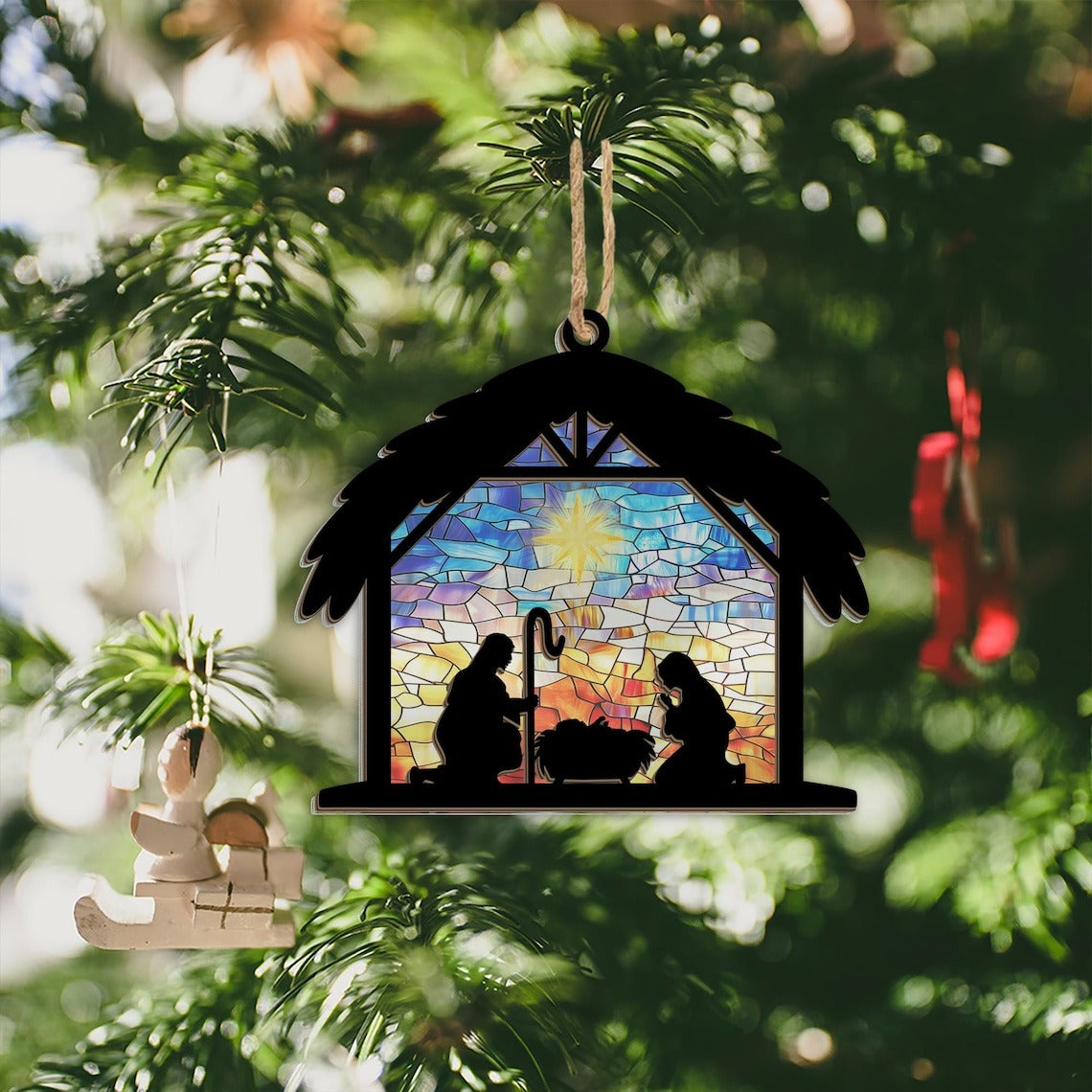 Nativity Scene Suncatcher Ornaments, Religious Christmas Decorations, Christmas Ornaments