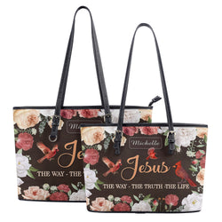 Jesus The Way The Truth The Life Leather Bag, Custom Leather Bag With Bible Verse. BLAF04
