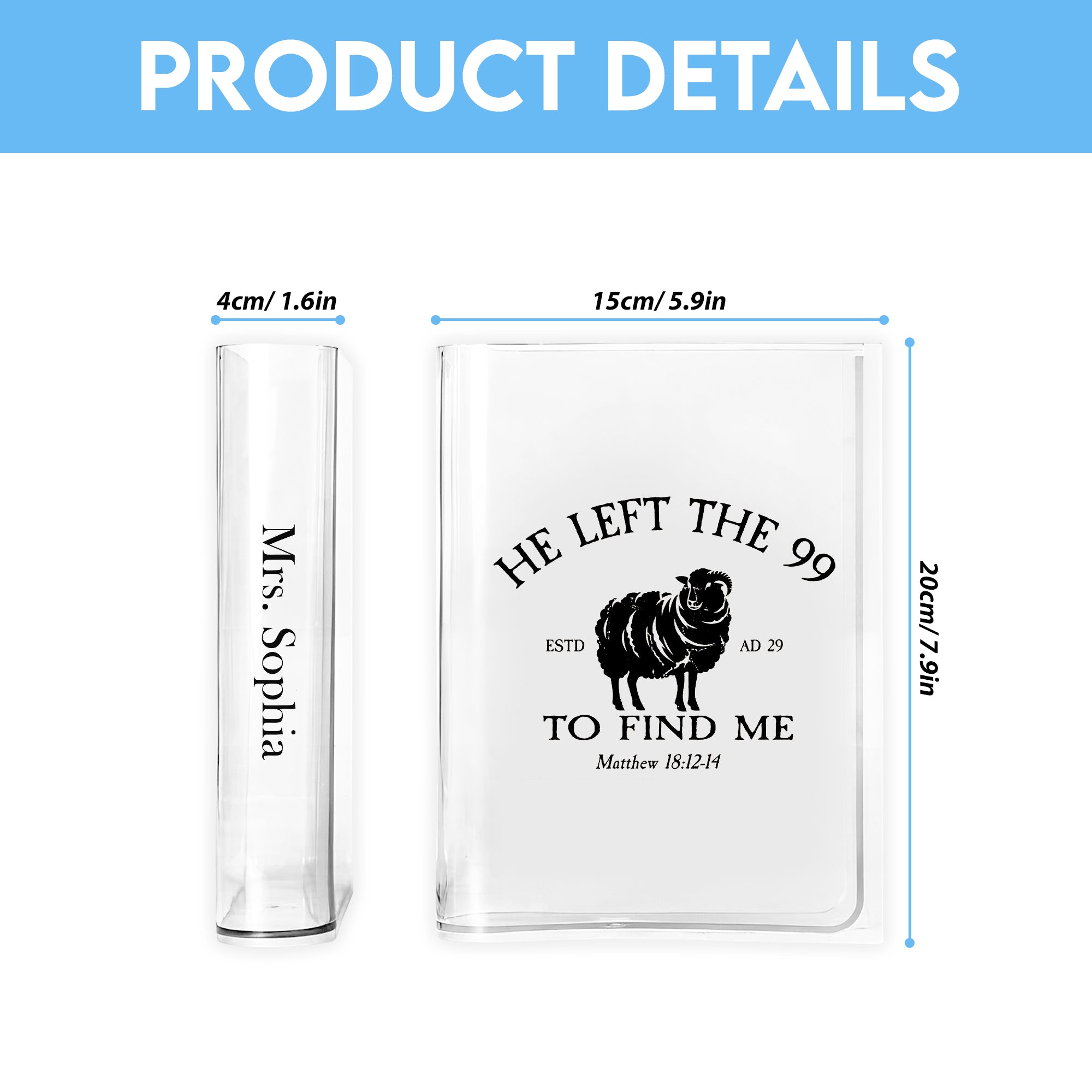 He Left The 99 Bible Verse Book Vase, Christian Book Vase,  Faith Book Vase, Bible Verse Book Shaped Flower Vase