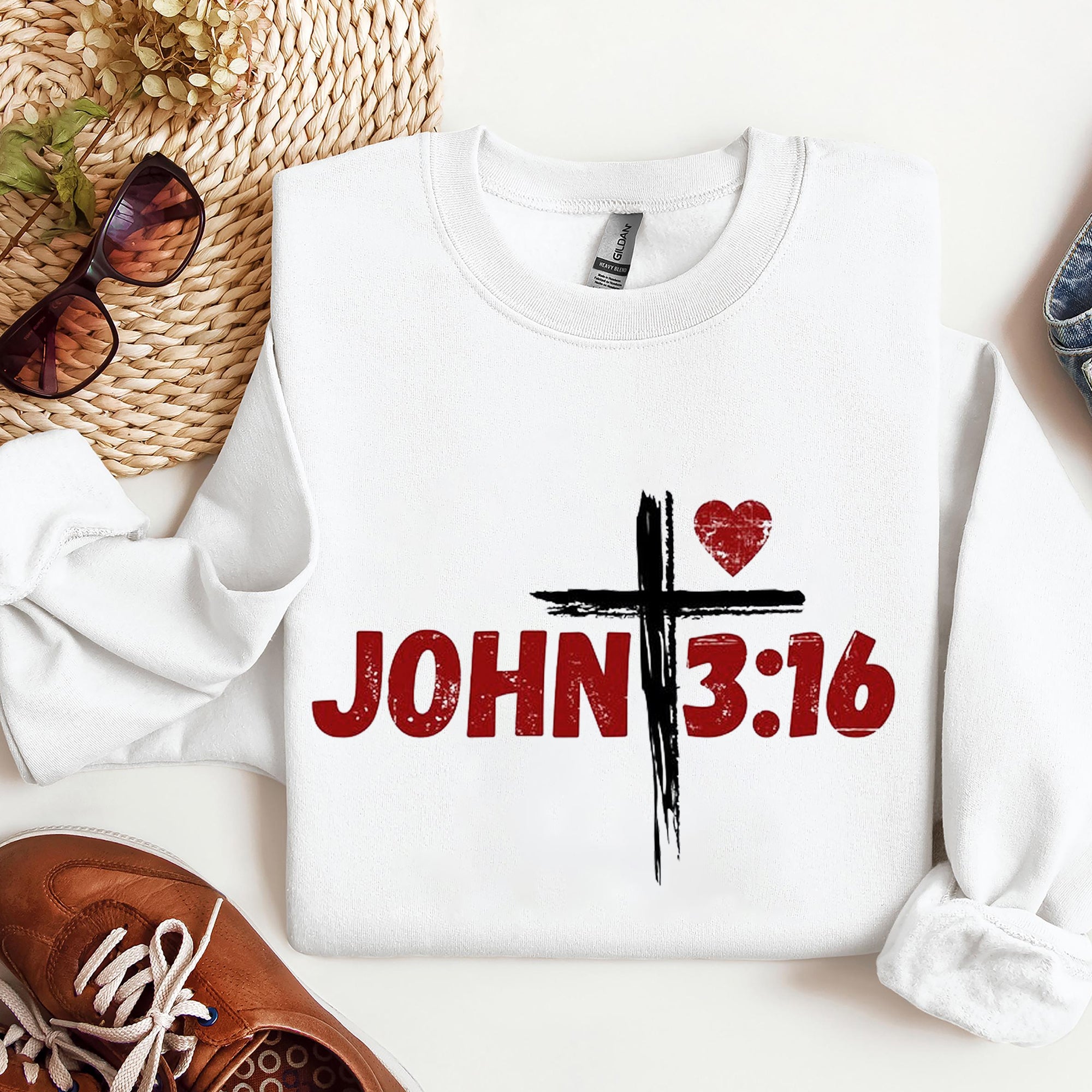 JOHN 3:16 Shirt, Bible Verse Shirt, Christian Valentine Shirt, Boho Valentine Shirt. ILAF03