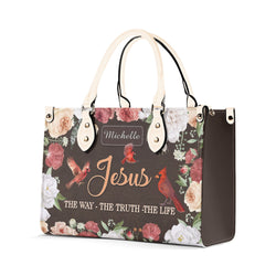 Jesus The Way The Truth The Life Leather Bag, Custom Leather Bag With Bible Verse. BLAF04