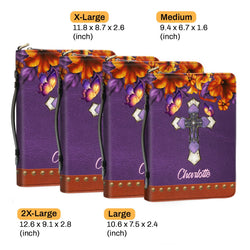 God Has An Amazing Plan For Your Life Leather Book Cover, Personalized Cross Bible Cover With Handle, Zippered Bible Carrying Case