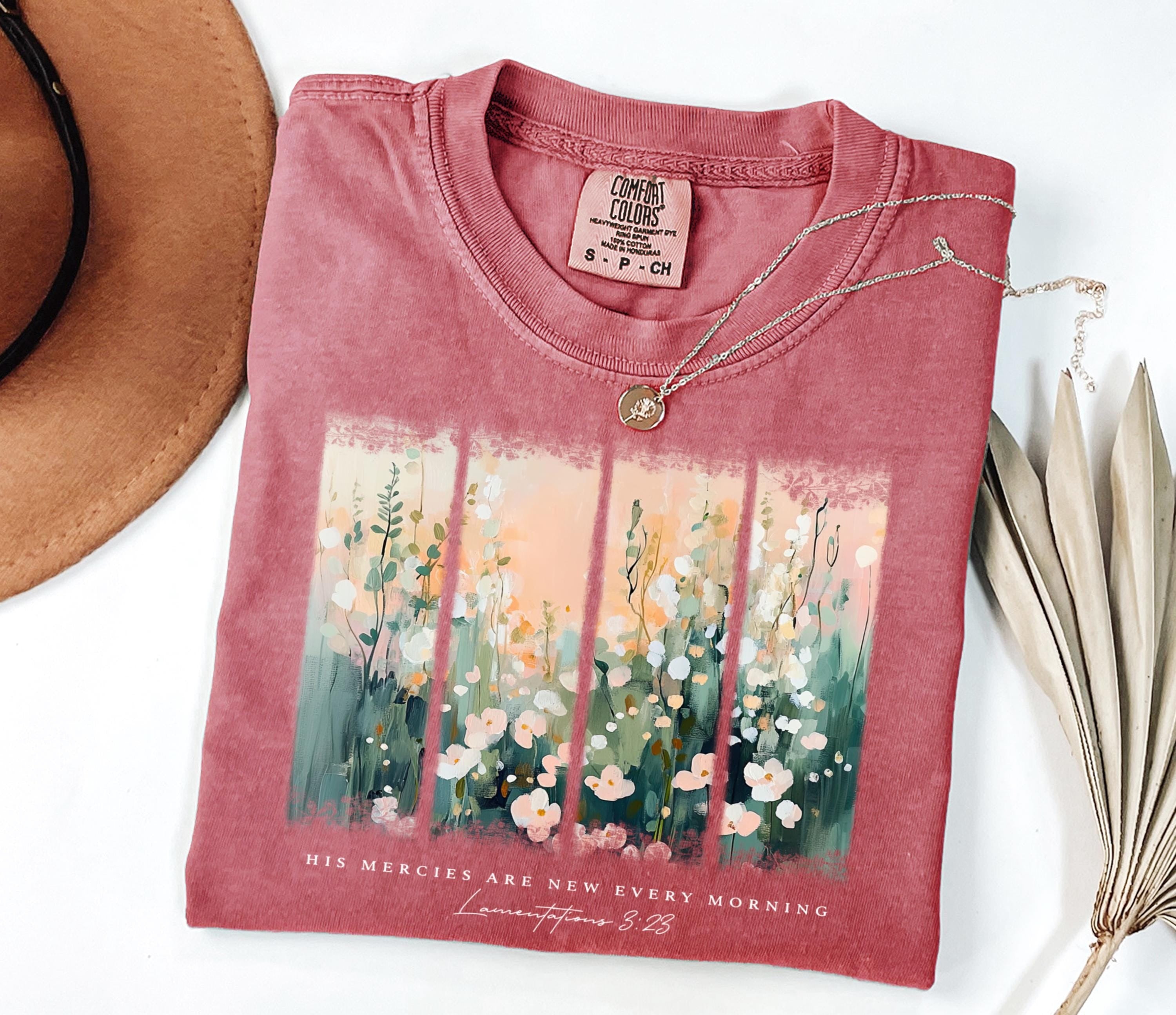 Comfort Colors® Christian Shirt His Mercies Are New Every Morning Bible Verse Shirt Religious Women Gift Faith Christian Floral Jesus Shirt