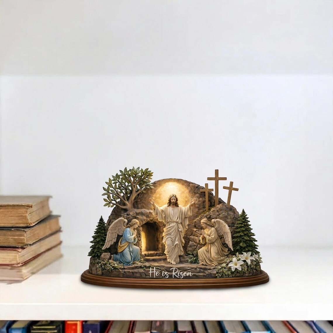 He Is Risen Easter Wooden Sign, Resurrection of Jesus Decor, Christian Table Display, Faith Home Altar Gift