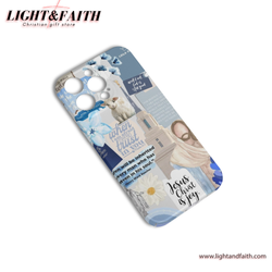 Trust in God, Lamb & Bible Verses in Blue Theme Phone Case, Christian Phone Case, Bible Verse Phone Case, Religious Gift, PCLAF10