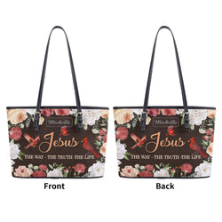Jesus The Way The Truth The Life Leather Bag, Custom Leather Bag With Bible Verse. BLAF04