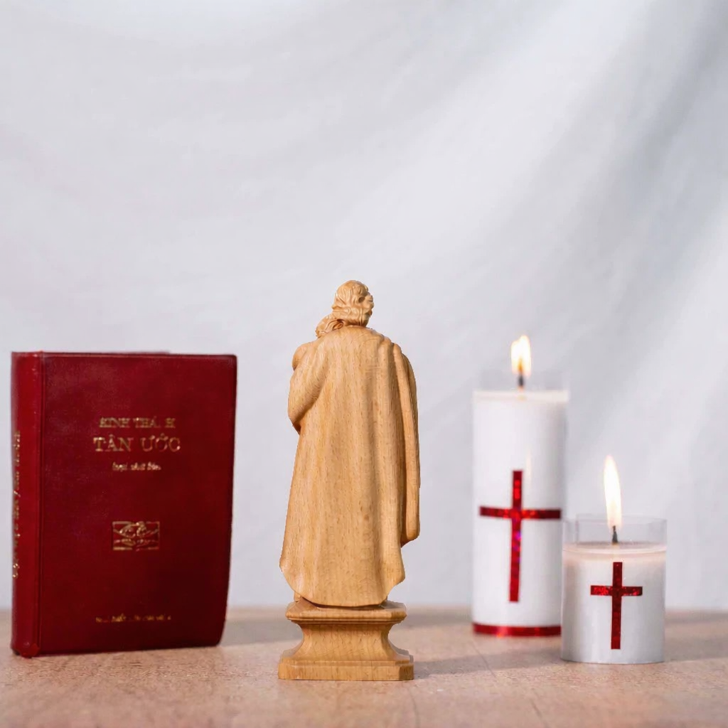 Saint Joseph Holding Baby Jesus Statue, Catholic Wooden Figurine 15cm 20cm, St Joseph with Child Jesus, Religious Home Altar Decor, Christian Devotional, Catholic Gift