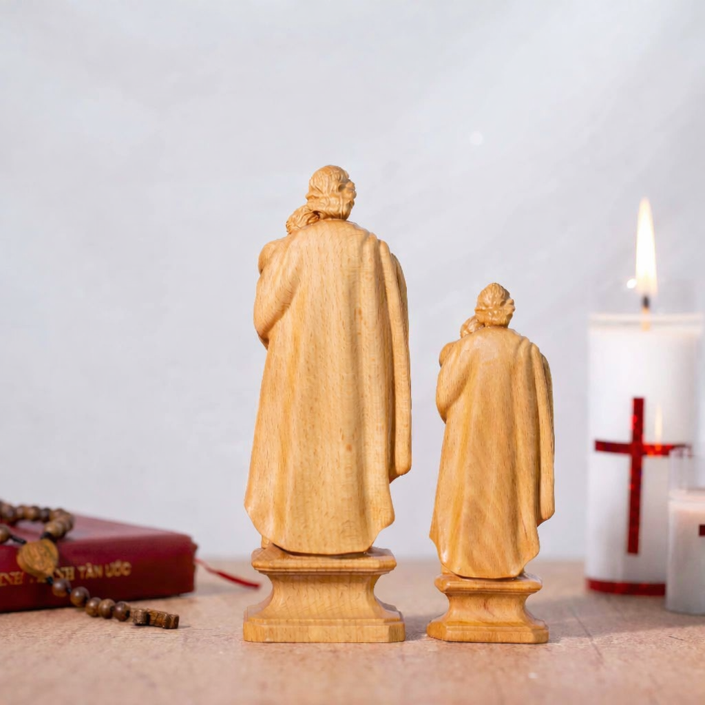 Saint Joseph Holding Baby Jesus Statue, Catholic Wooden Figurine 15cm 20cm, St Joseph with Child Jesus, Religious Home Altar Decor, Christian Devotional, Catholic Gift