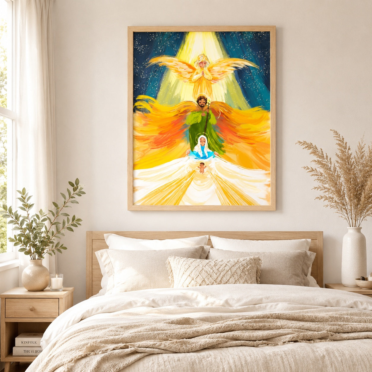 Nativity Angel Poster, Christian Christmas Wall Art Print, Holy Family Religious Decor, Baby Jesus Nursery Gift, Catholic Faith Poster PTS08