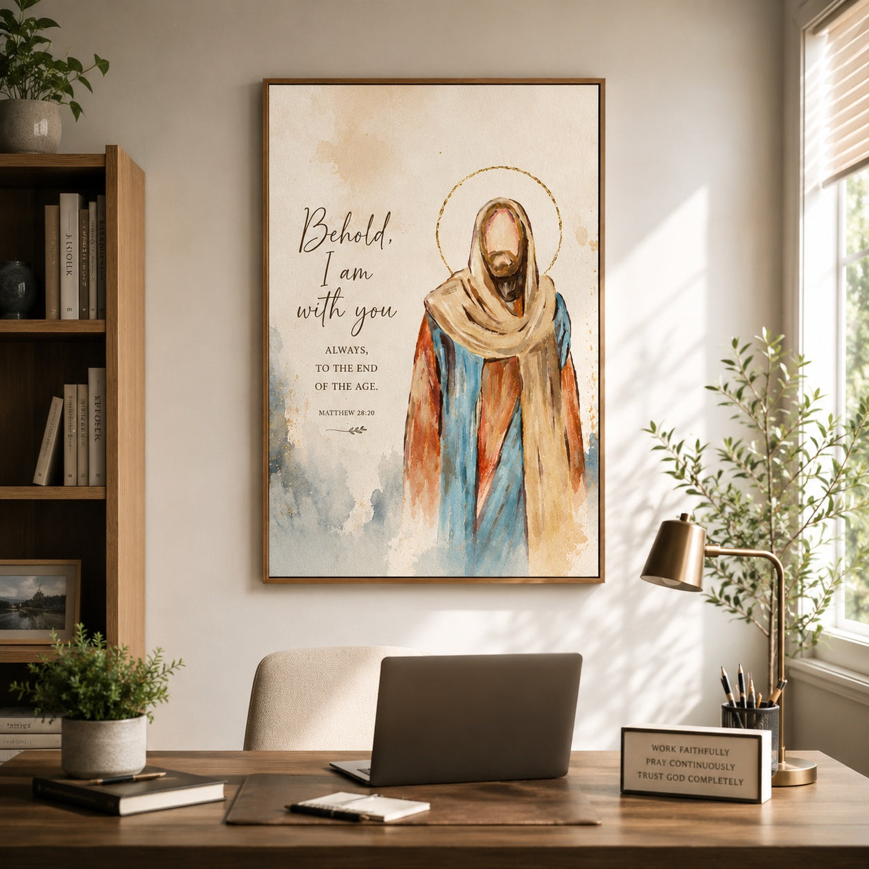 Jesus Bible Verse Wall Art Set, Behold I Am With You Always Poster, Christian Faith Poster Decor, Christian Home Decor PTSETA08