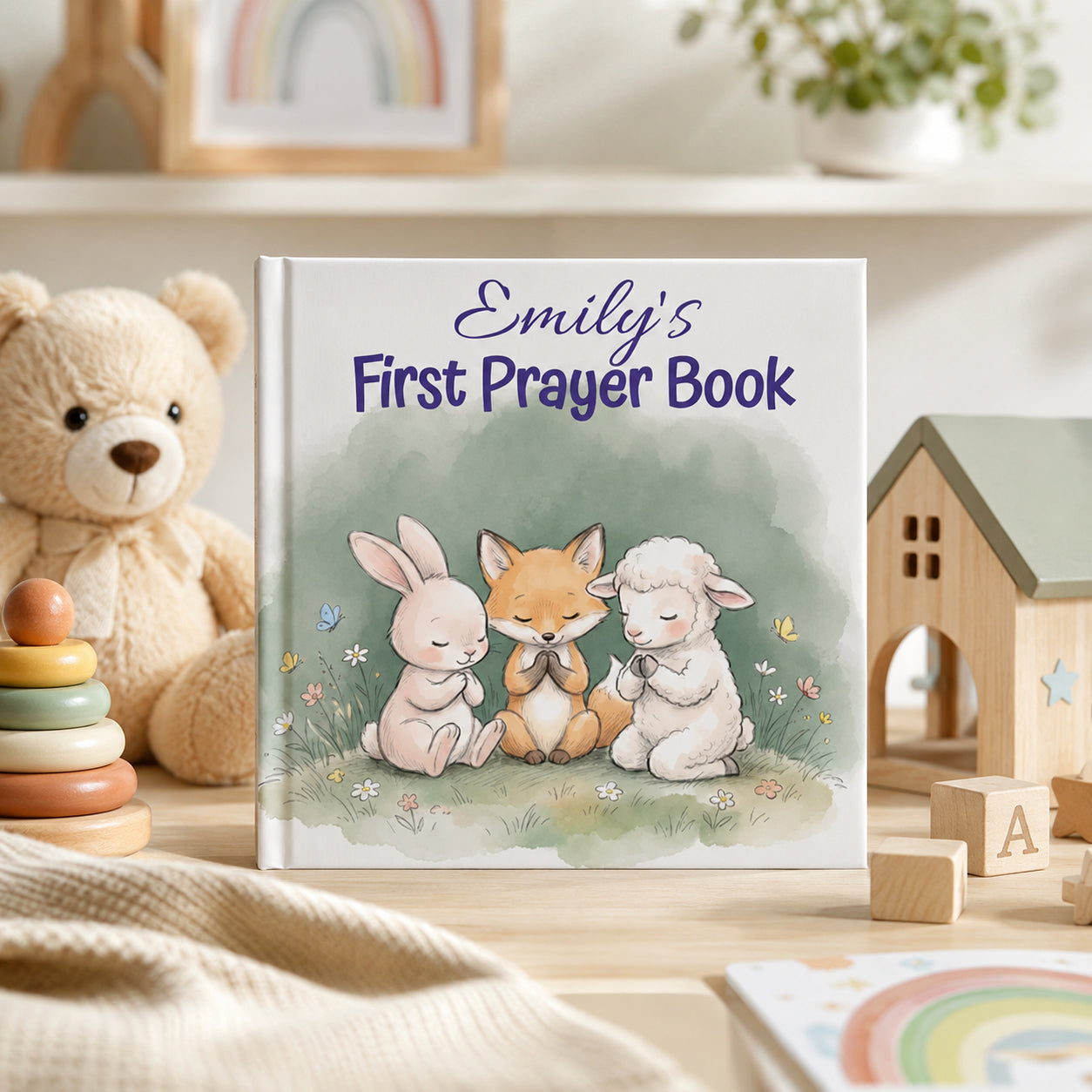Personalized First Prayer Book - Custom Christian Book With Name, Christian Book For Kid, Baptism Gift, Custom Bible Storybook For Toddlers, Baptism Gift for Boy or Girl, Bedtime Keepsake BOOK09