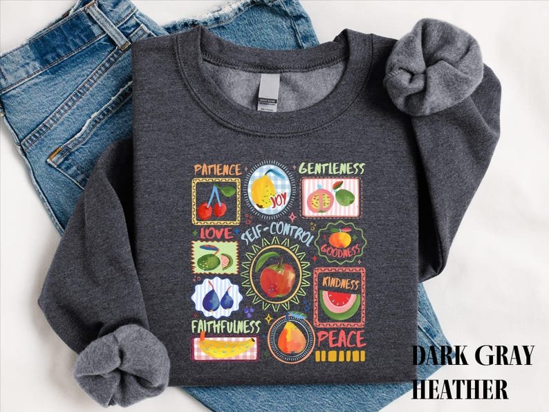 Fruits Of The Spirit Shirt, Christian Fruit Graphic Tee, Bible Verse Faith Comfort Colors T-Shirt, Gift for Sunday School Teachers CFNS09